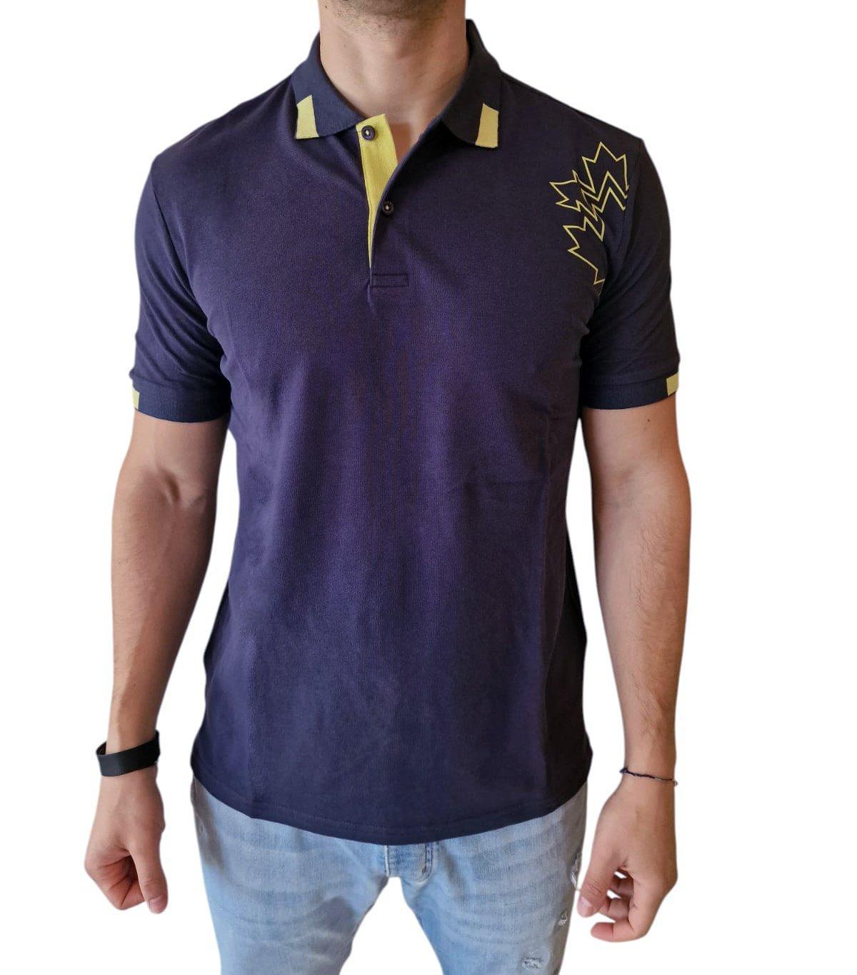 Polo Lumberjack manica corta in cotone da uomo blu