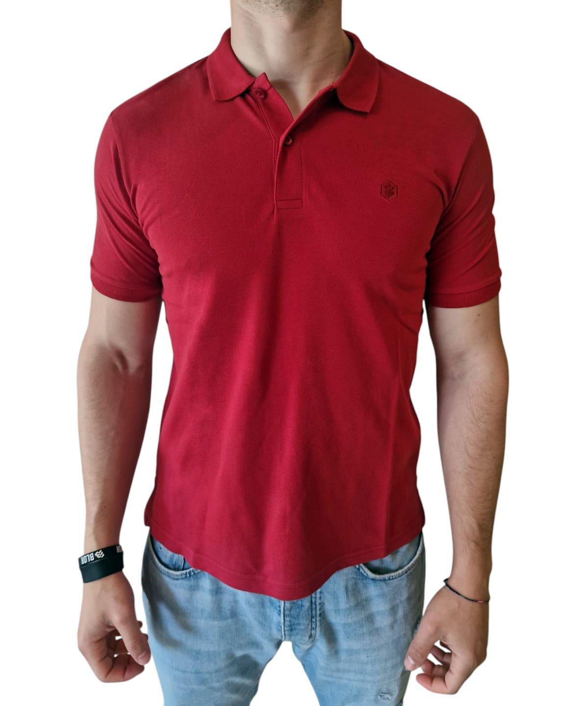 Polo Lumberjack manica corta in cotone da uomo rosso