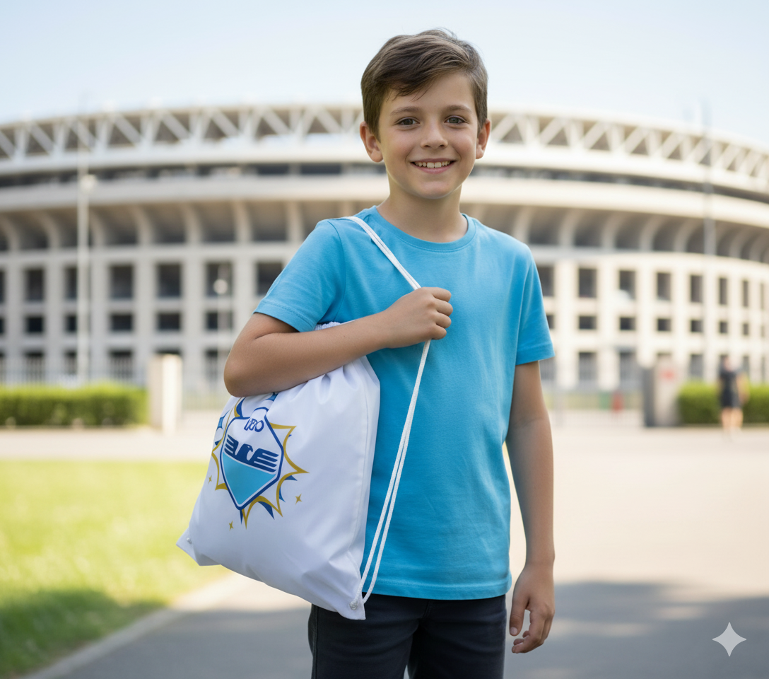 Sacca sportiva in nylon compatibile con Lazio bianco