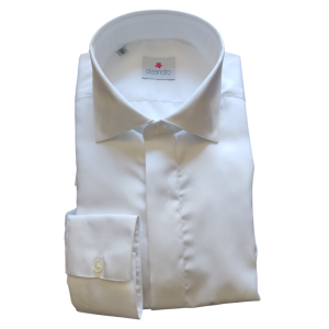 Camicia no stiro cerimonia abbottonatura coperta + polso per gemelli bianco
