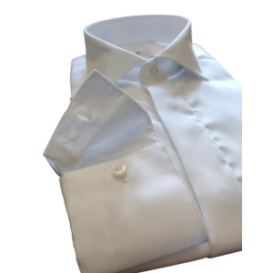 Camicia no stiro cerimonia abbottonatura coperta + polso per gemelli bianco