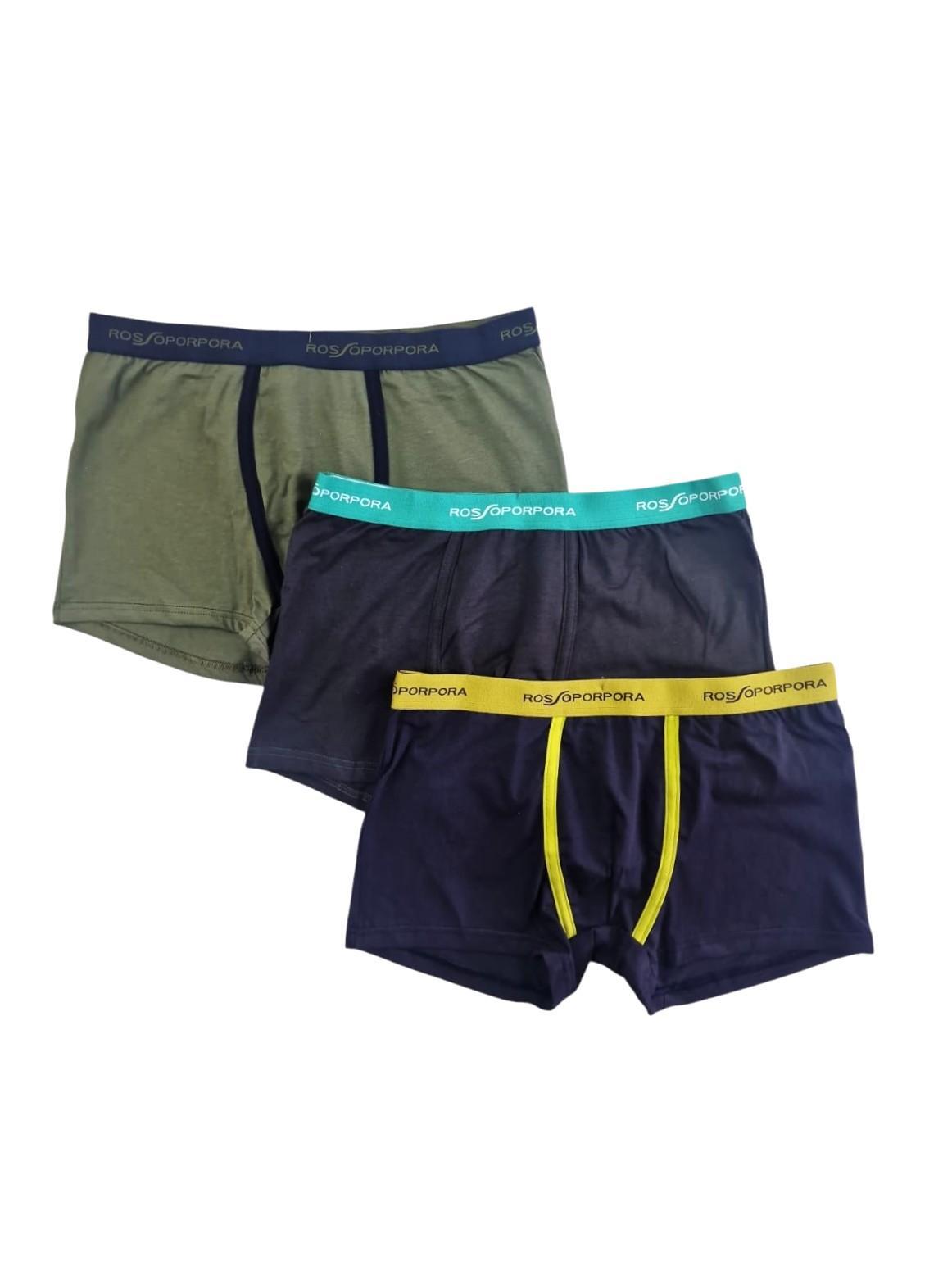 Tris boxer da uomo in cotone elasticizzato Rossoporpora