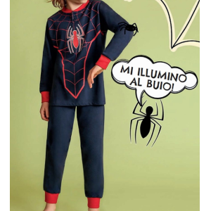 Pigiama bambino cotone jersey spiderman navy