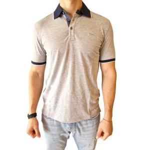 Polo in cotone da uomo  grigio