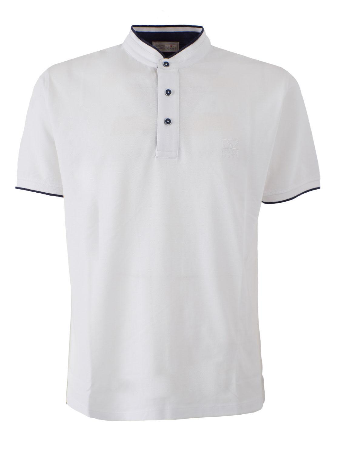 T-shirt polo alla coreana da uomo Yes Zee bianco