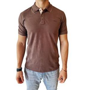 Polo in cotone da uomo  marrone