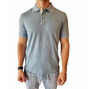 Polo in cotone da uomo  celeste