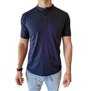 Polo collo coreana da uomo  blu