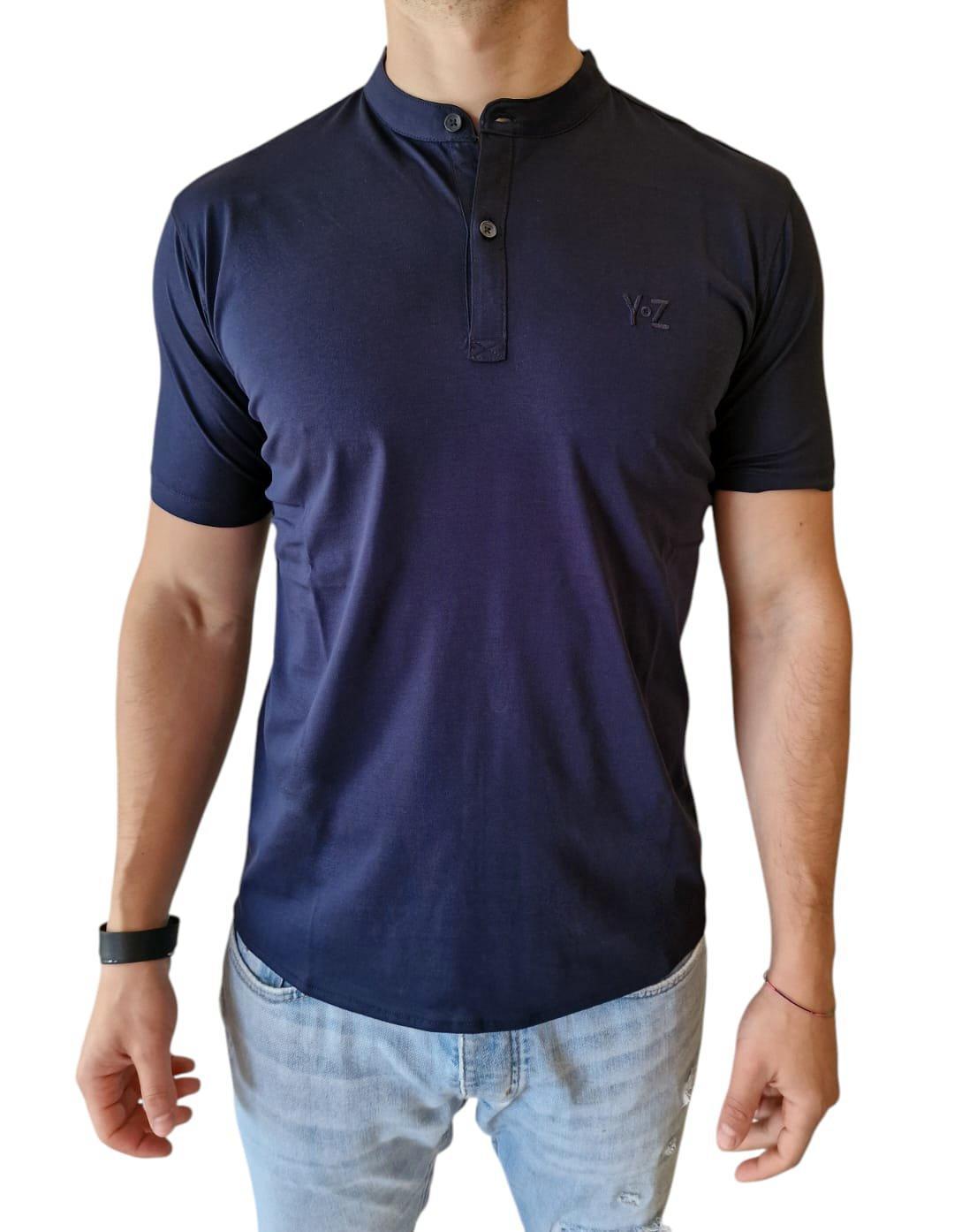 Polo collo coreana da uomo Yes Zee blu