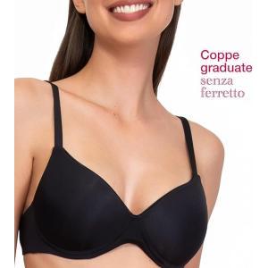 Reggiseno nero da donna senza ferretto con coppe graduate