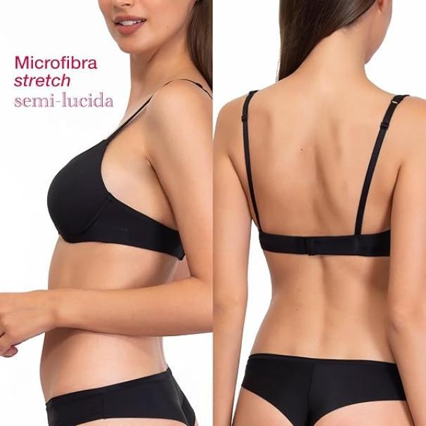 Reggiseno nero da donna senza ferretto con coppe graduate