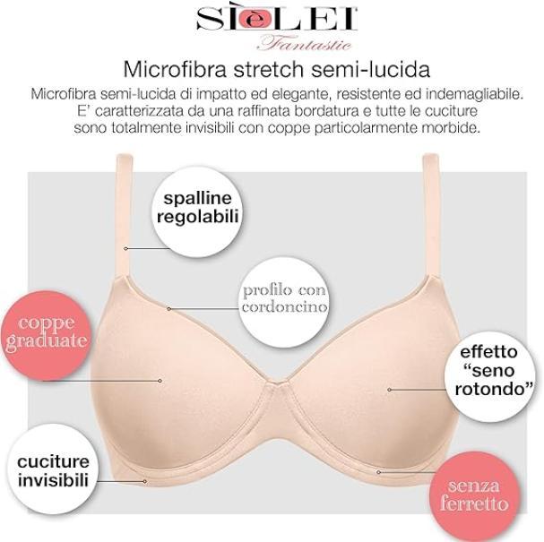 Reggiseno donna nudo senza ferretto con coppe graduate