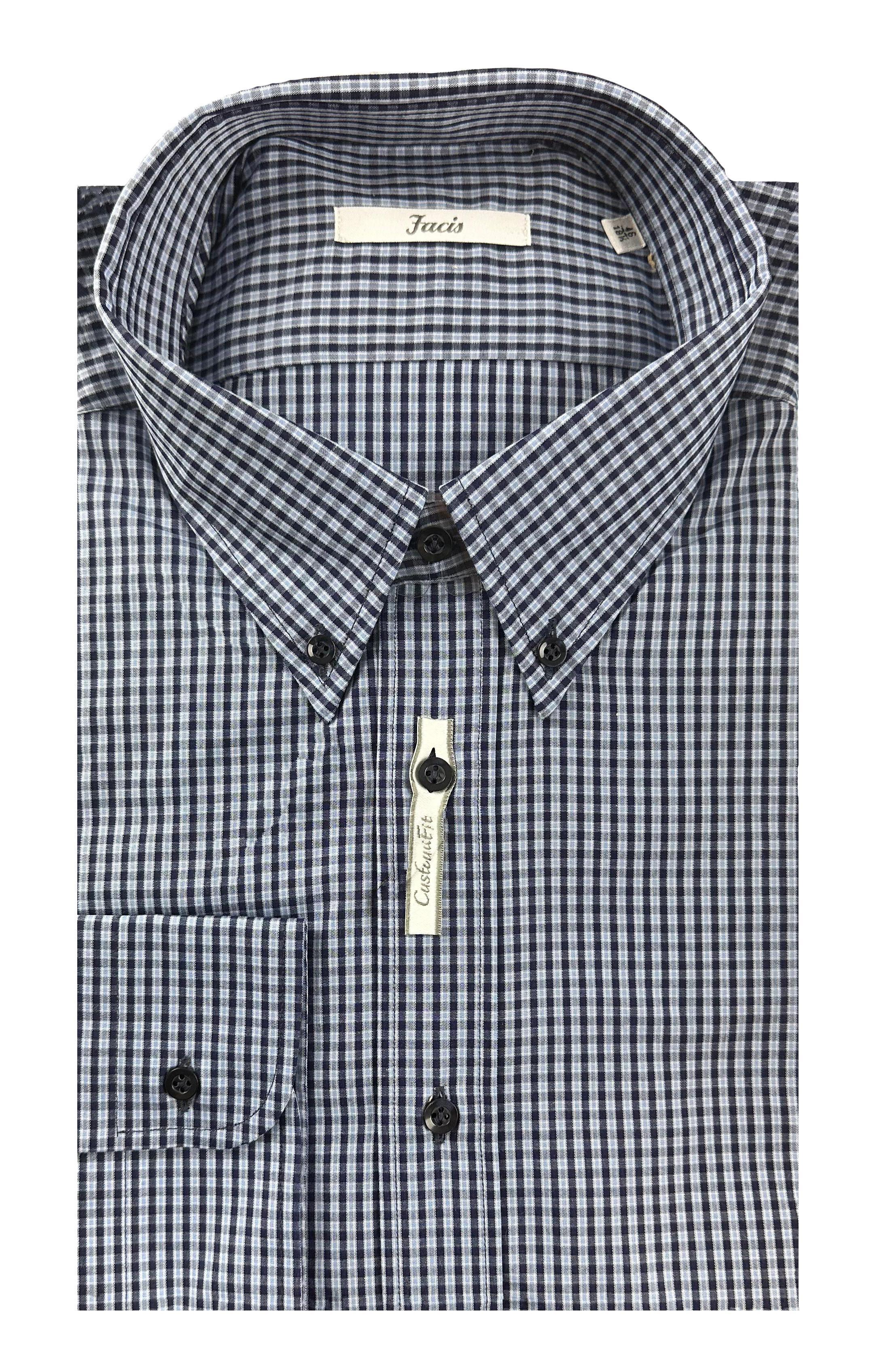 Camicia Facis manica lunga quadrettini Celeste