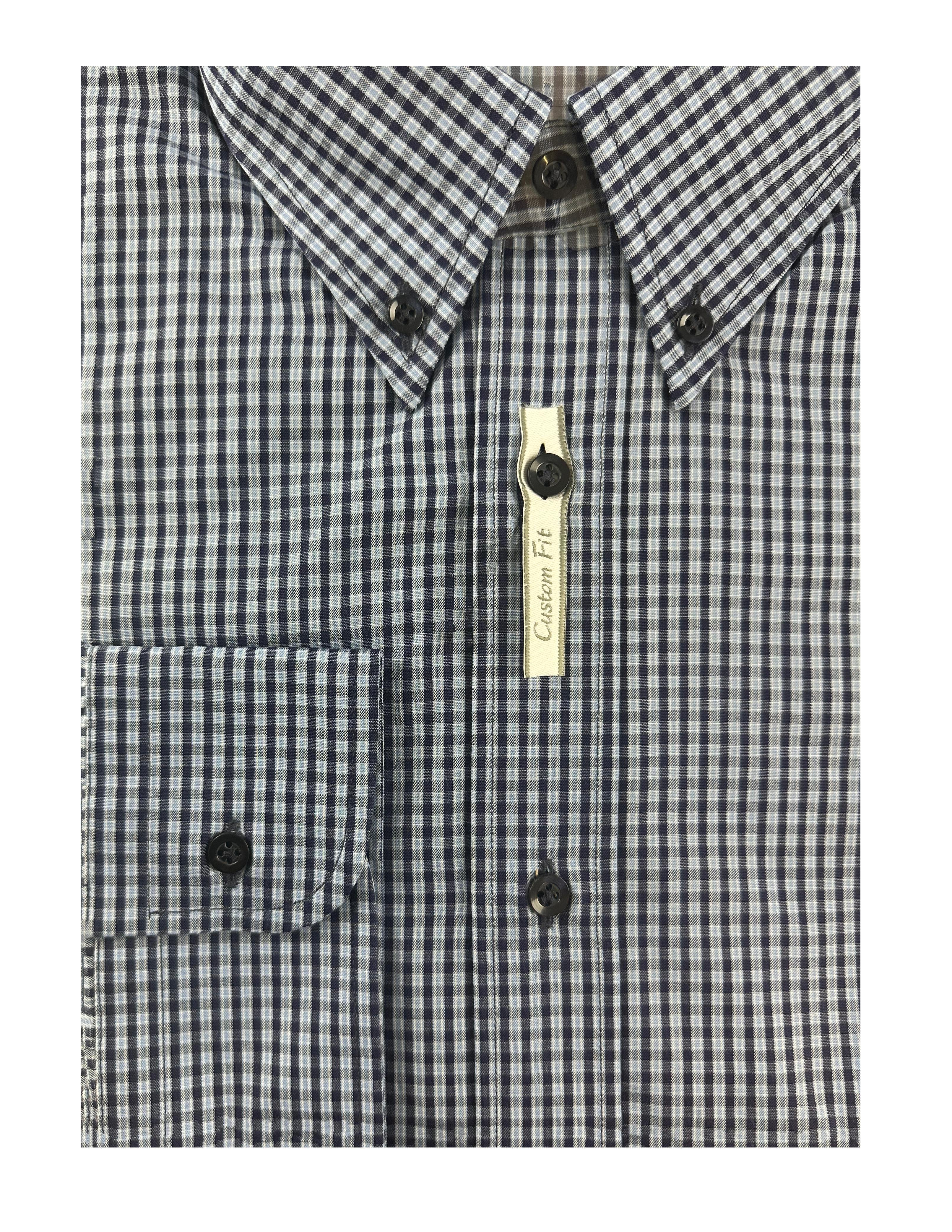Camicia Facis manica lunga quadrettini Celeste