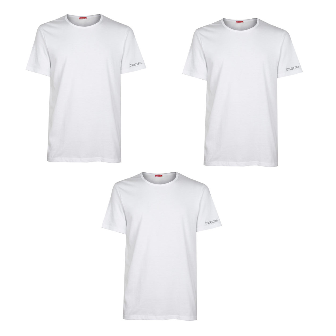 Tris t-shirt intima da uomo girocollo mezza manica Kappa bianco