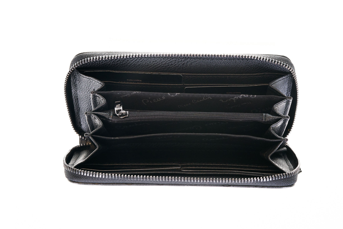Portafoglio in ecopelle con cerniera da donna Pierre Cardin Nero
