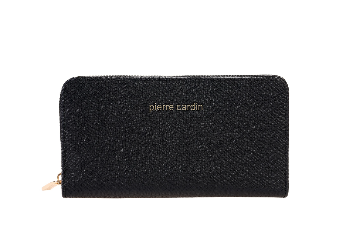 Portafoglio in ecopelle con cerniera da donna Pierre Cardin Nero