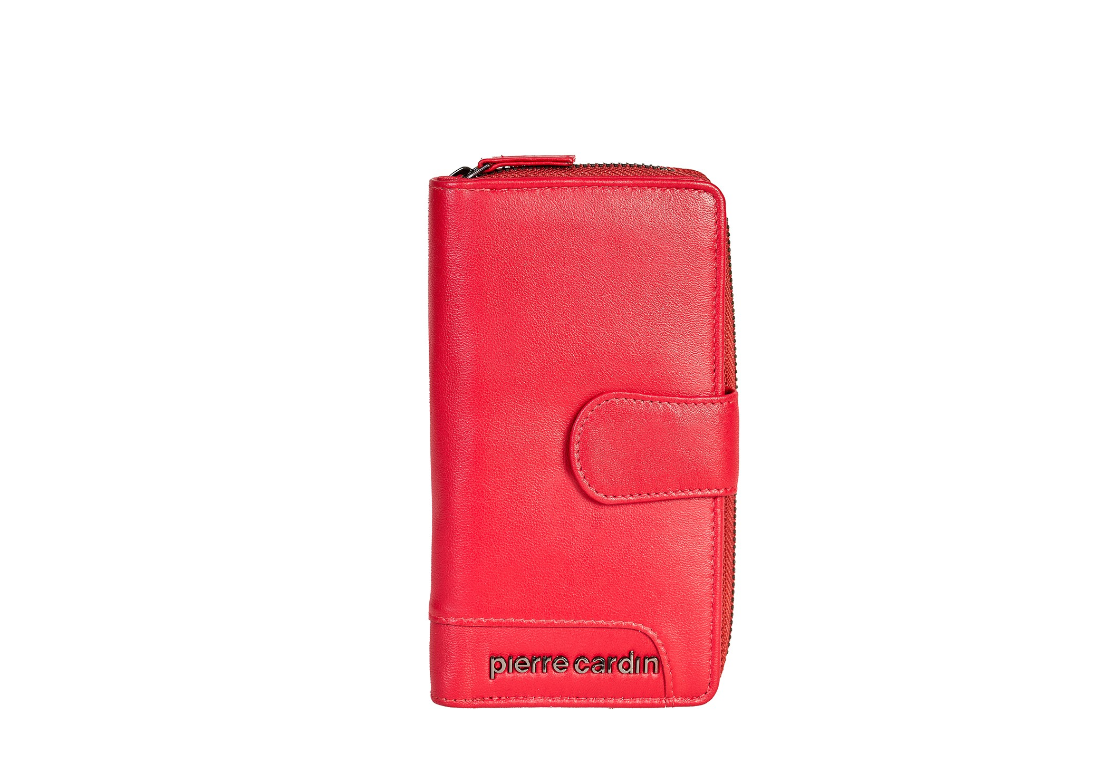 Portafoglio in vera pelle da donna Pierre Cardin rosso