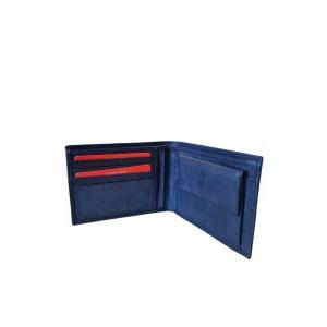 Portafoglio in vera pelle con porta monete  uomo blu