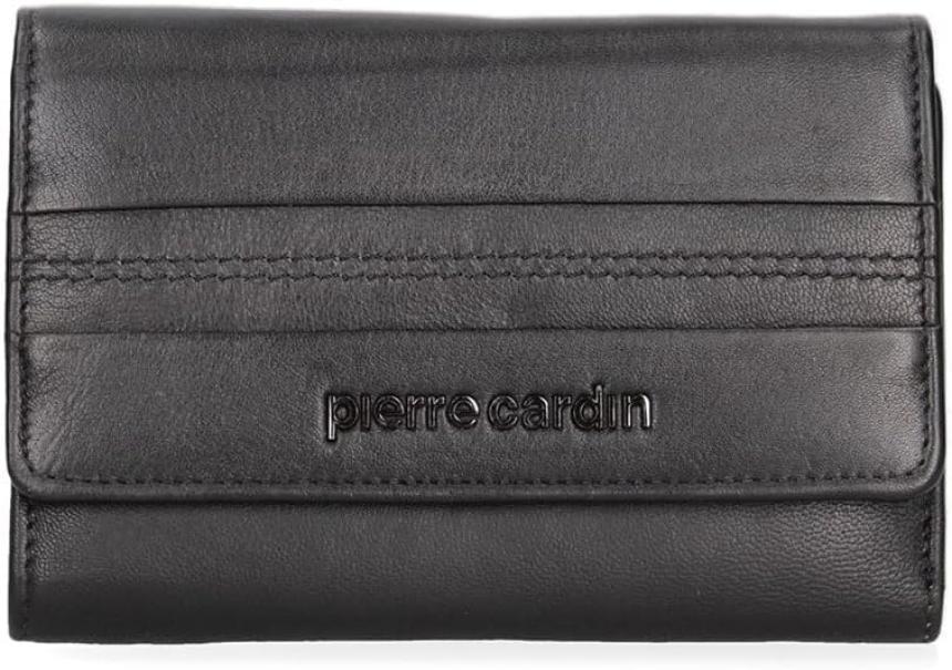 Portafoglio in vera pelle da donna Pierre Cardin nero