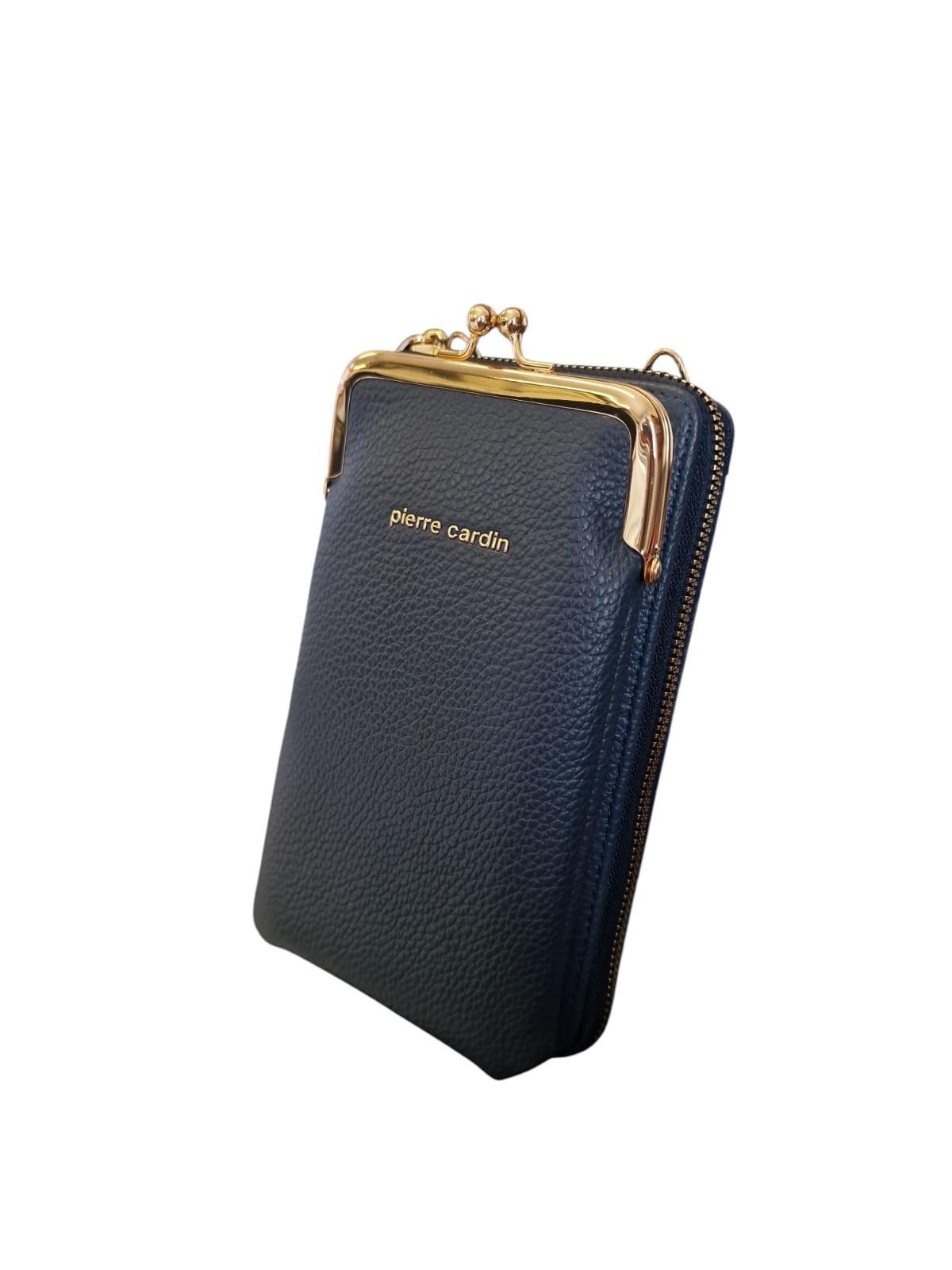Borsellino porta cellulare con portafoglio removibile Pierre Cardin blu