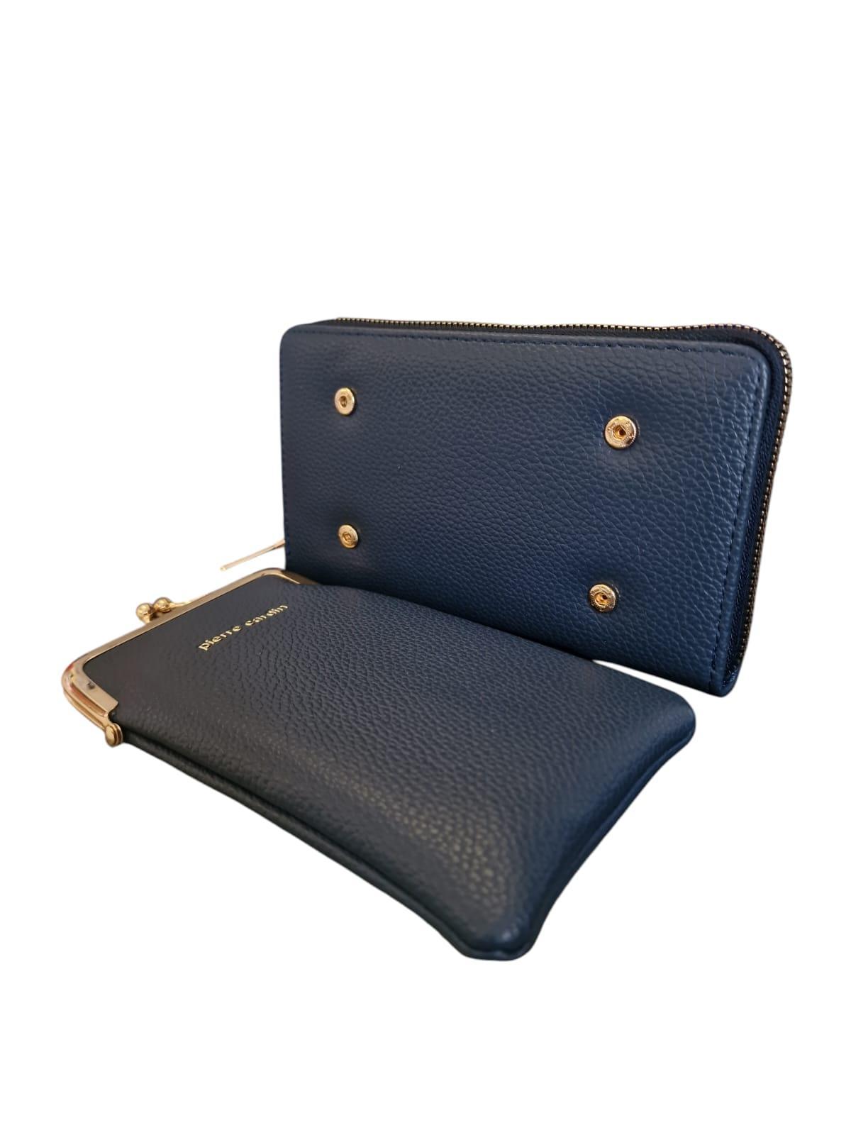 Borsellino porta cellulare con portafoglio removibile Pierre Cardin blu