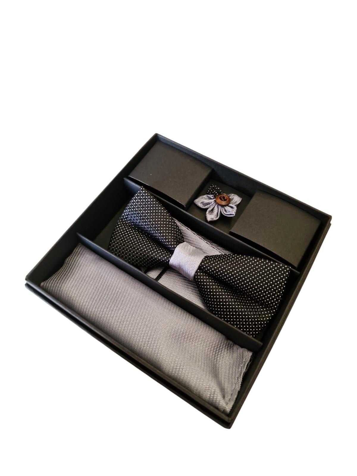 Kit papillon fazzoletto e spilla da uomo cerimonia