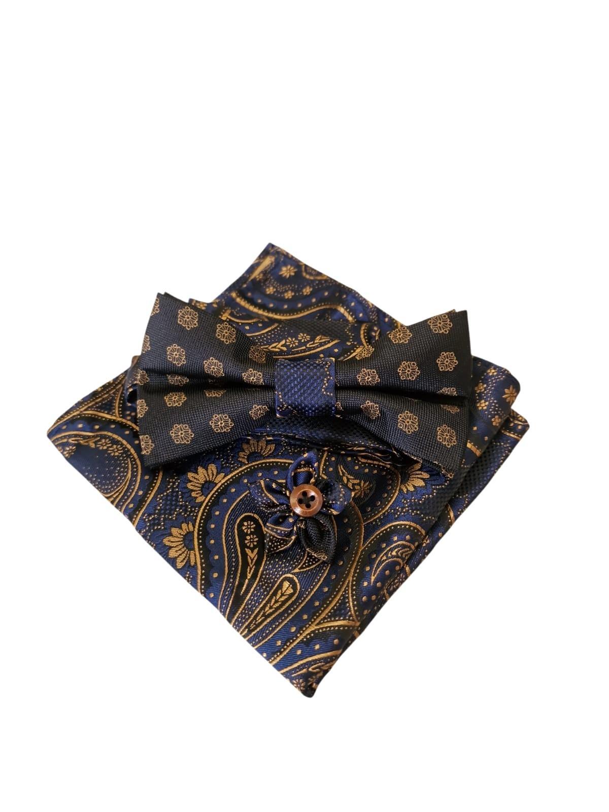Kit papillon fazzoletto e spilla da uomo cerimonia