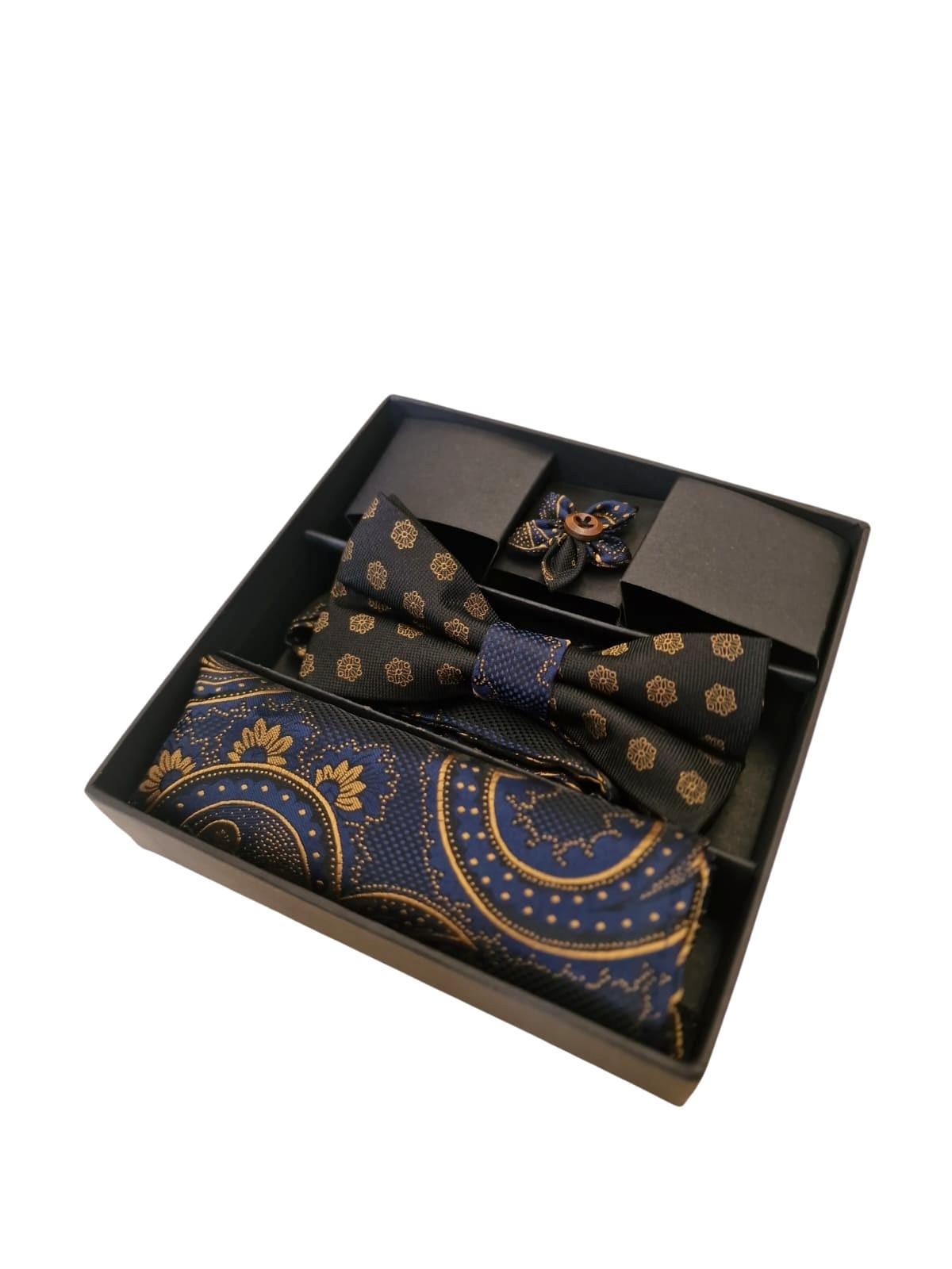 Kit papillon fazzoletto e spilla da uomo cerimonia