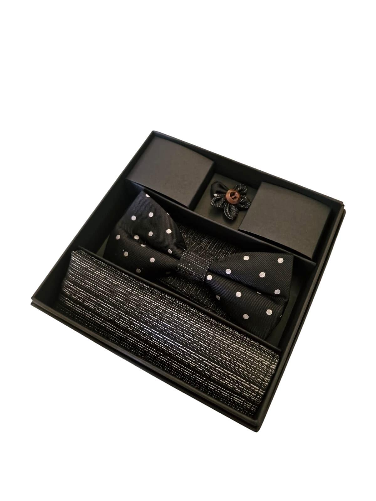 Kit papillon fazzoletto e spilla da uomo cerimonia