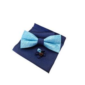 Kit papillon fazzoletto e spilla da uomo cerimonia