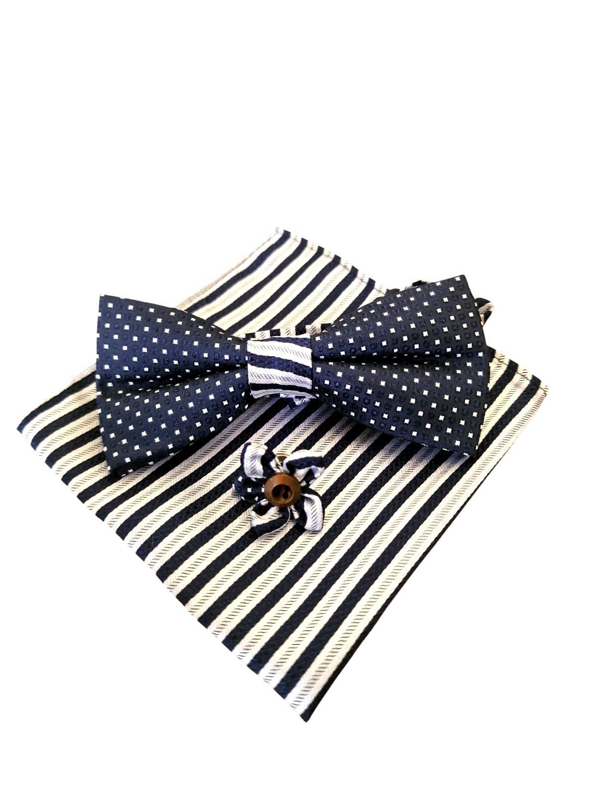 Kit papillon fazzoletto e spilla da uomo cerimonia