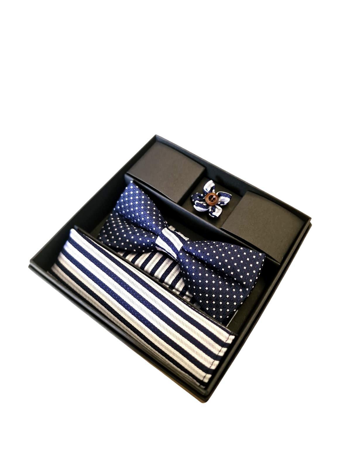 Kit papillon fazzoletto e spilla da uomo cerimonia