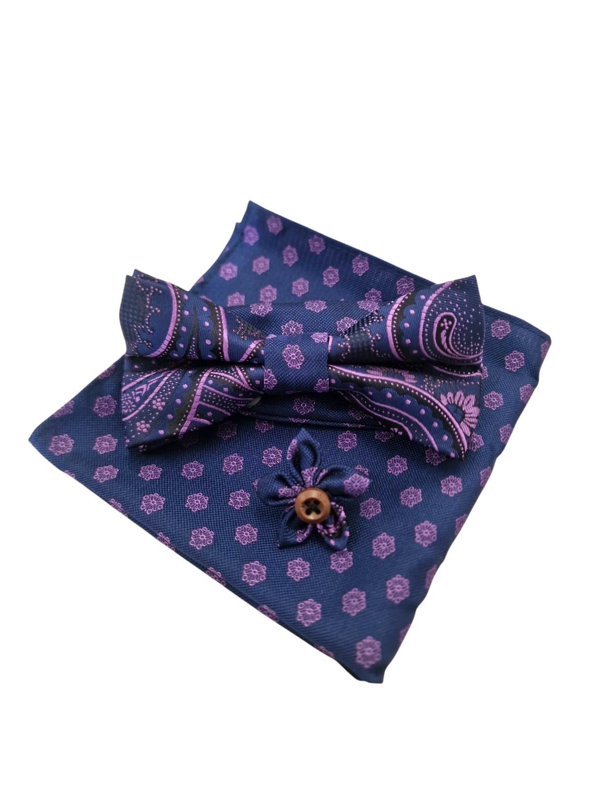 Kit papillon fazzoletto e spilla da uomo cerimonia