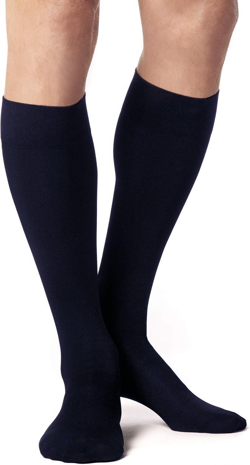 Calza da uomo a compressione graduata Segreta Repomen cottone 14-18mmHg blu