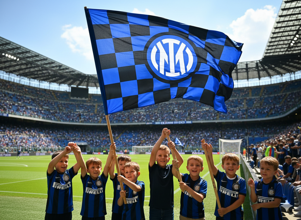 Bandiera da stadio nerazzurra compatibile con Inter