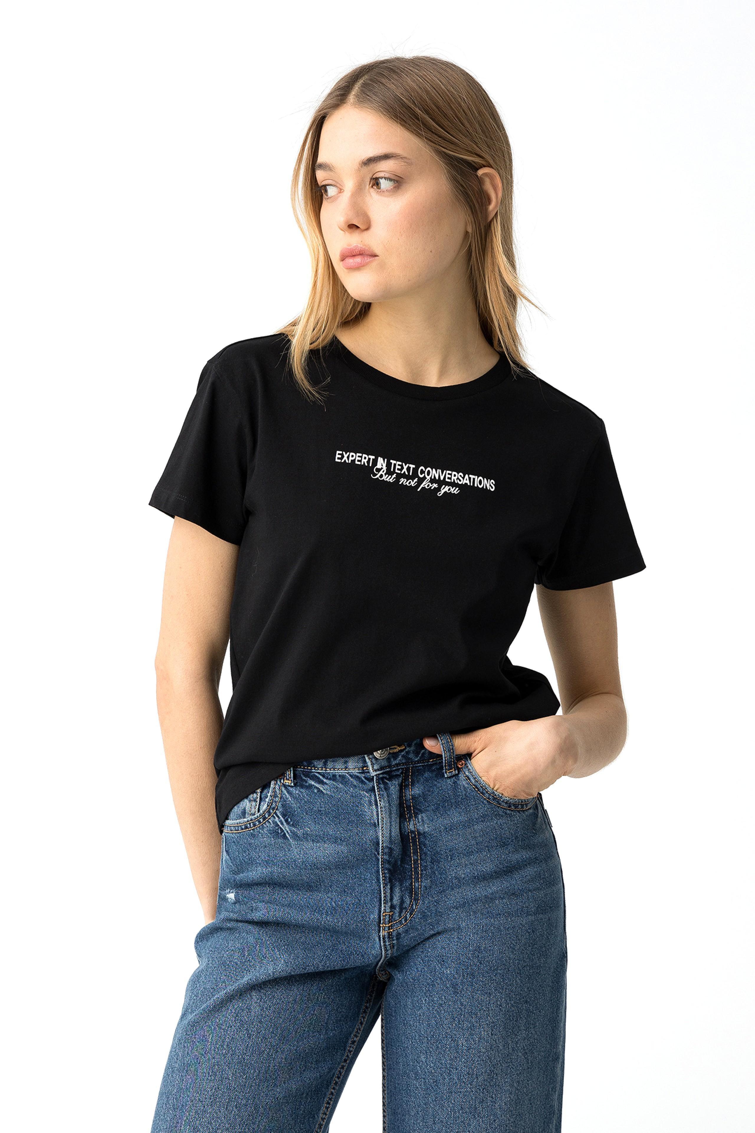 T-shirt ragazza in cotone nero Tiffosi