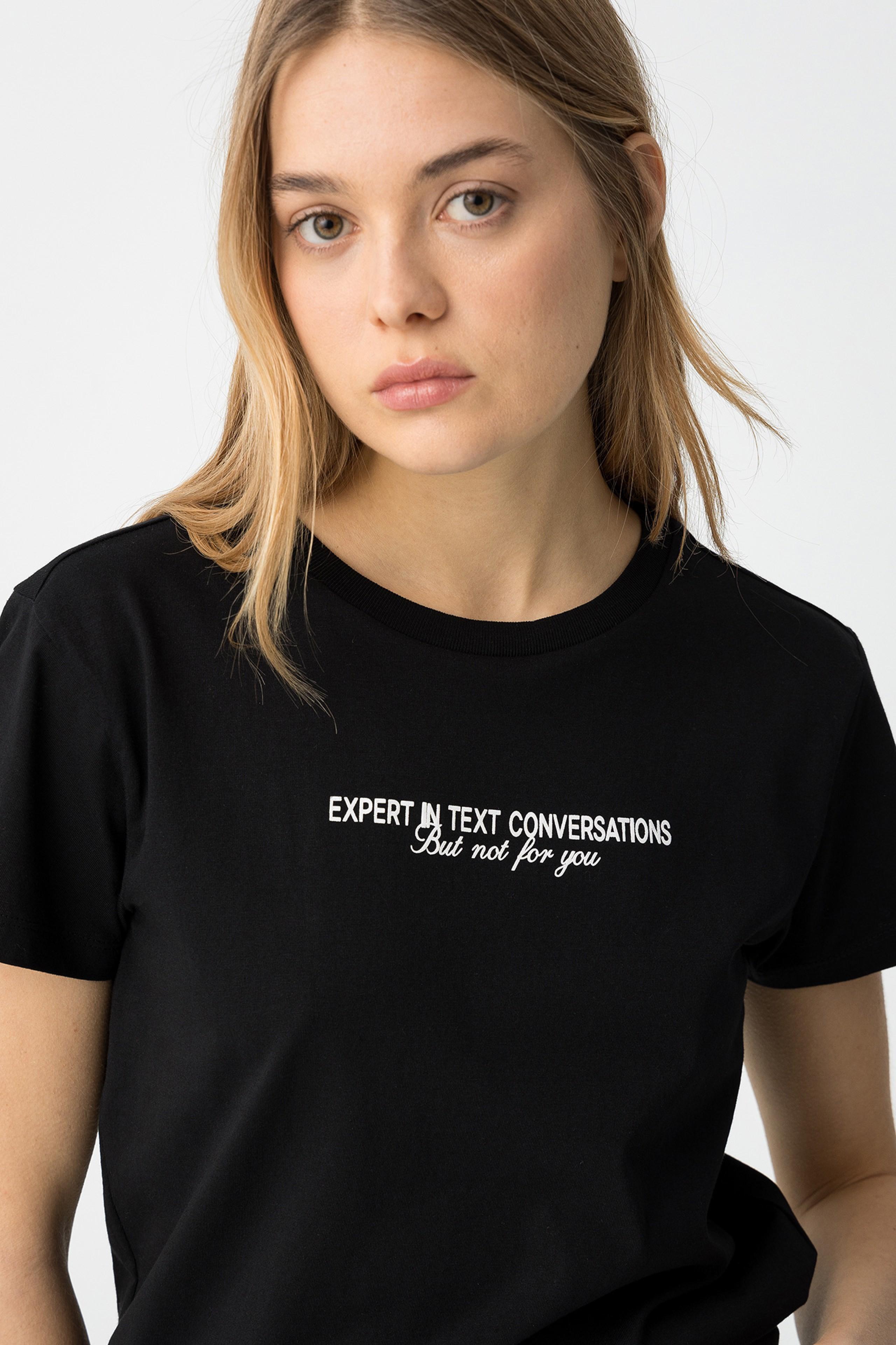 T-shirt ragazza in cotone nero Tiffosi