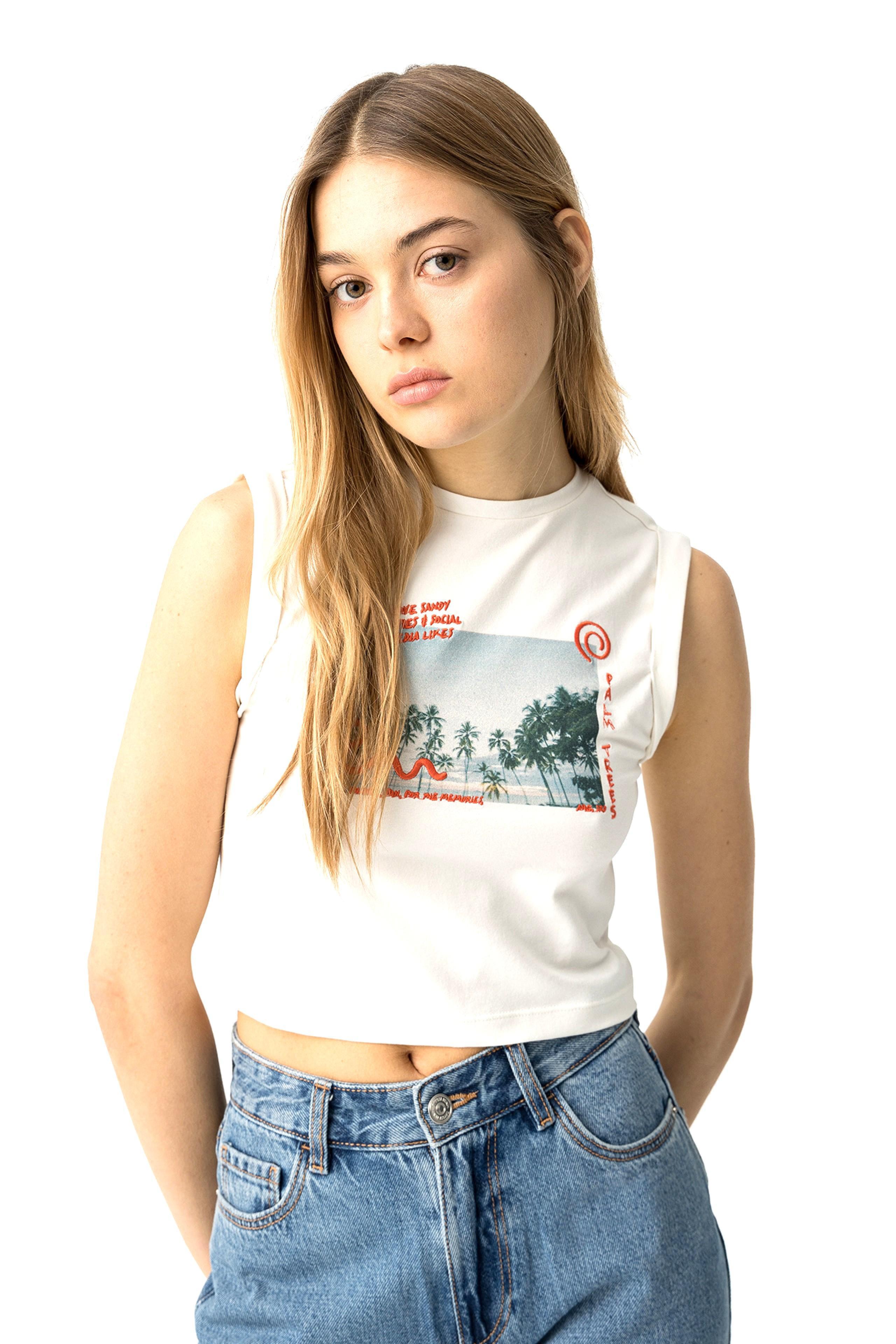 Canotta crop ragazza Tiffosi con stampa