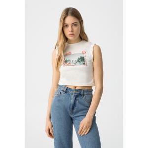 Canotta crop ragazza  con stampa
