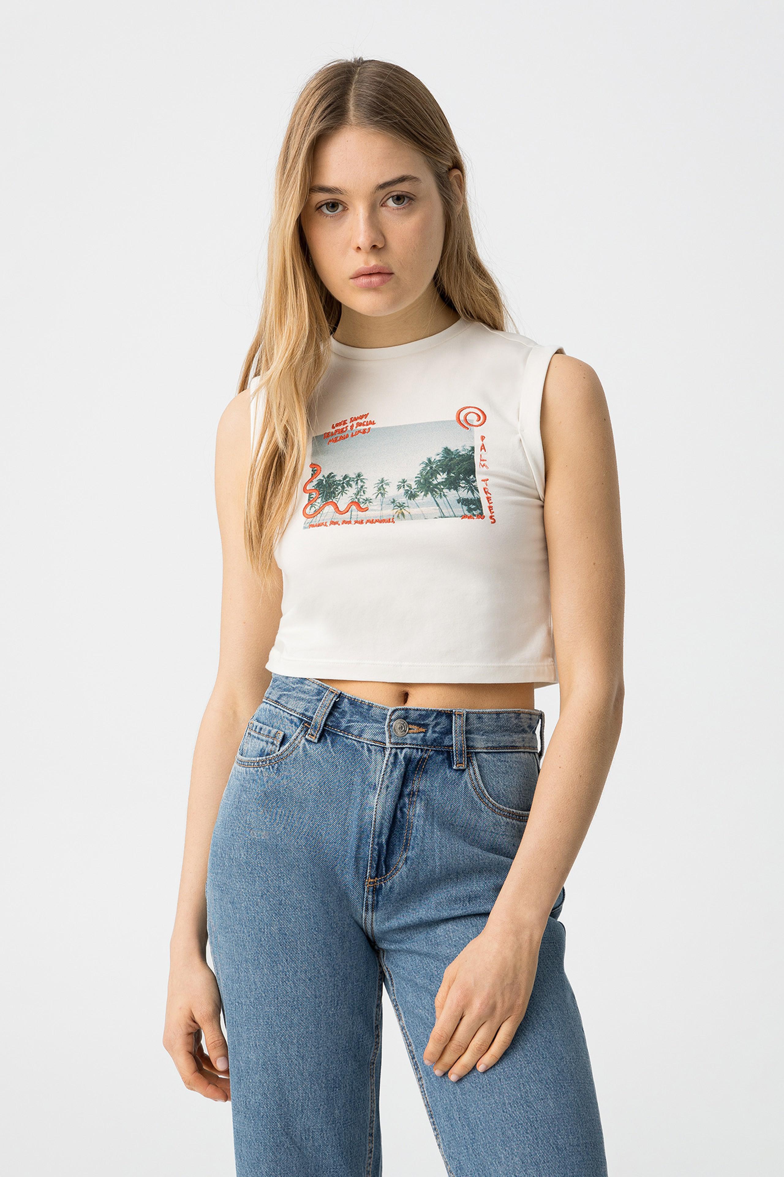 Canotta crop ragazza Tiffosi con stampa