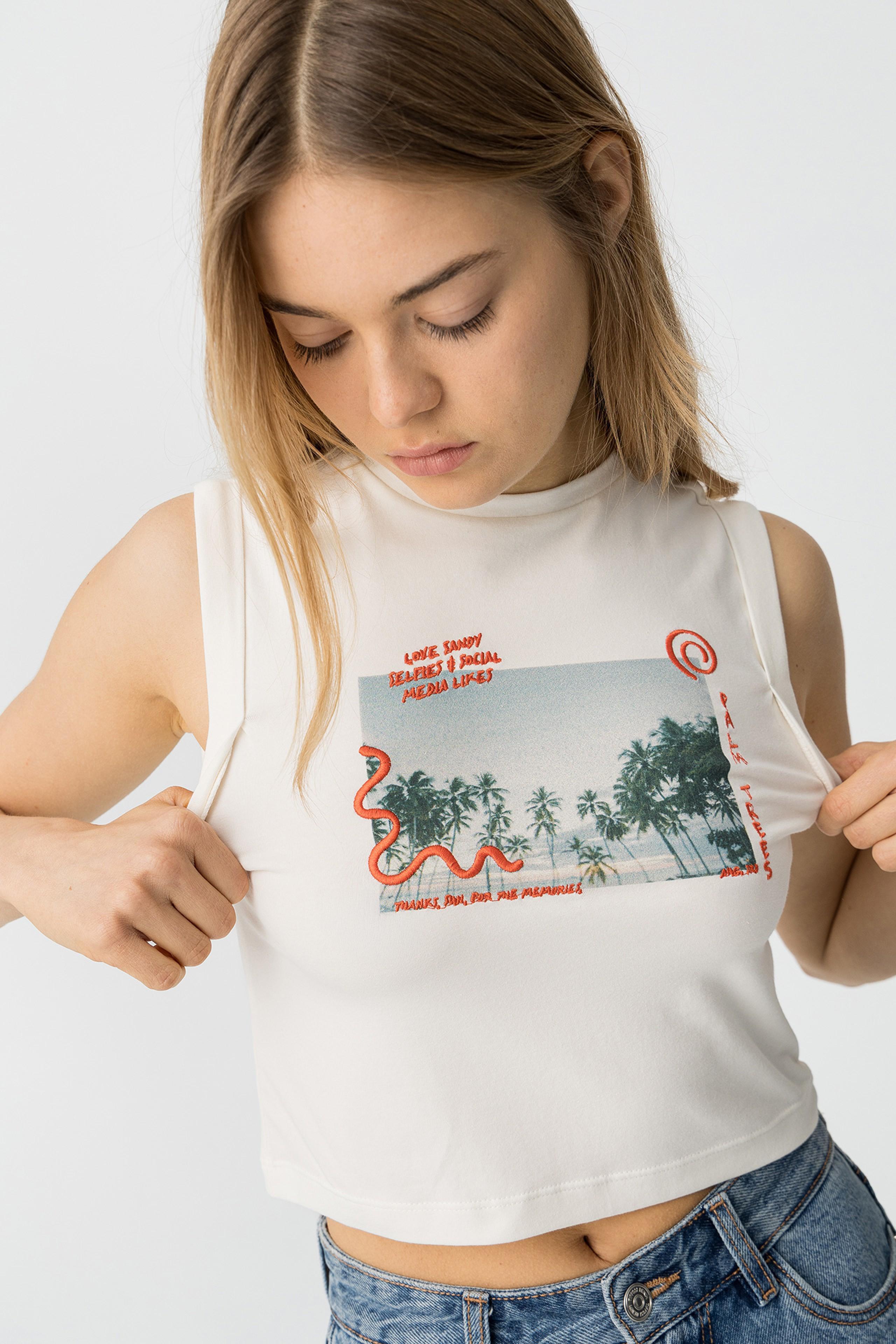 Canotta crop ragazza Tiffosi con stampa