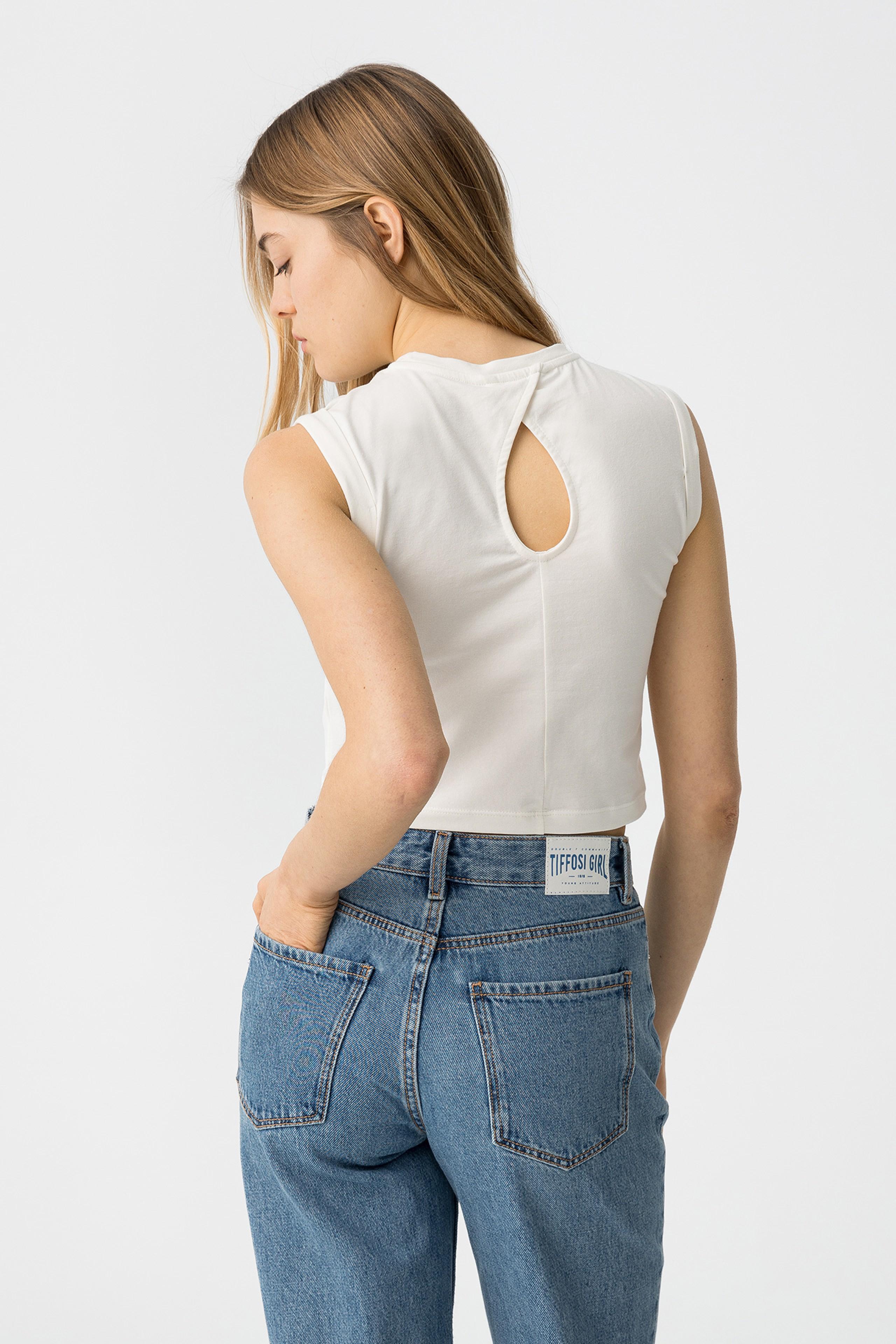 Canotta crop ragazza Tiffosi con stampa