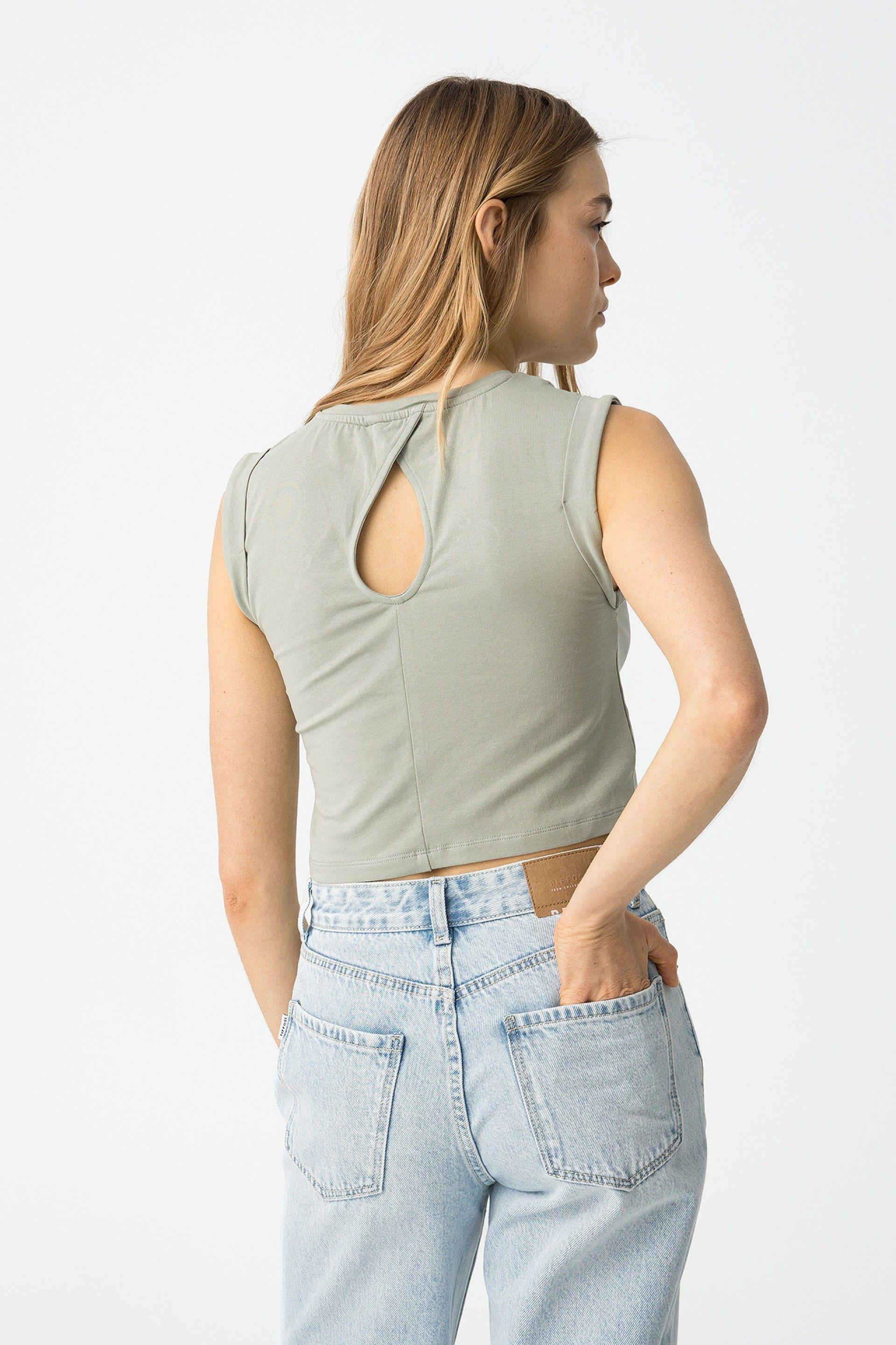 Canotta crop ragazza Tiffosi con stampa gattino