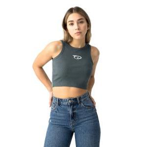 Top crop a coste con ricamo  ragazza