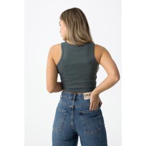 Top crop a coste con ricamo  ragazza