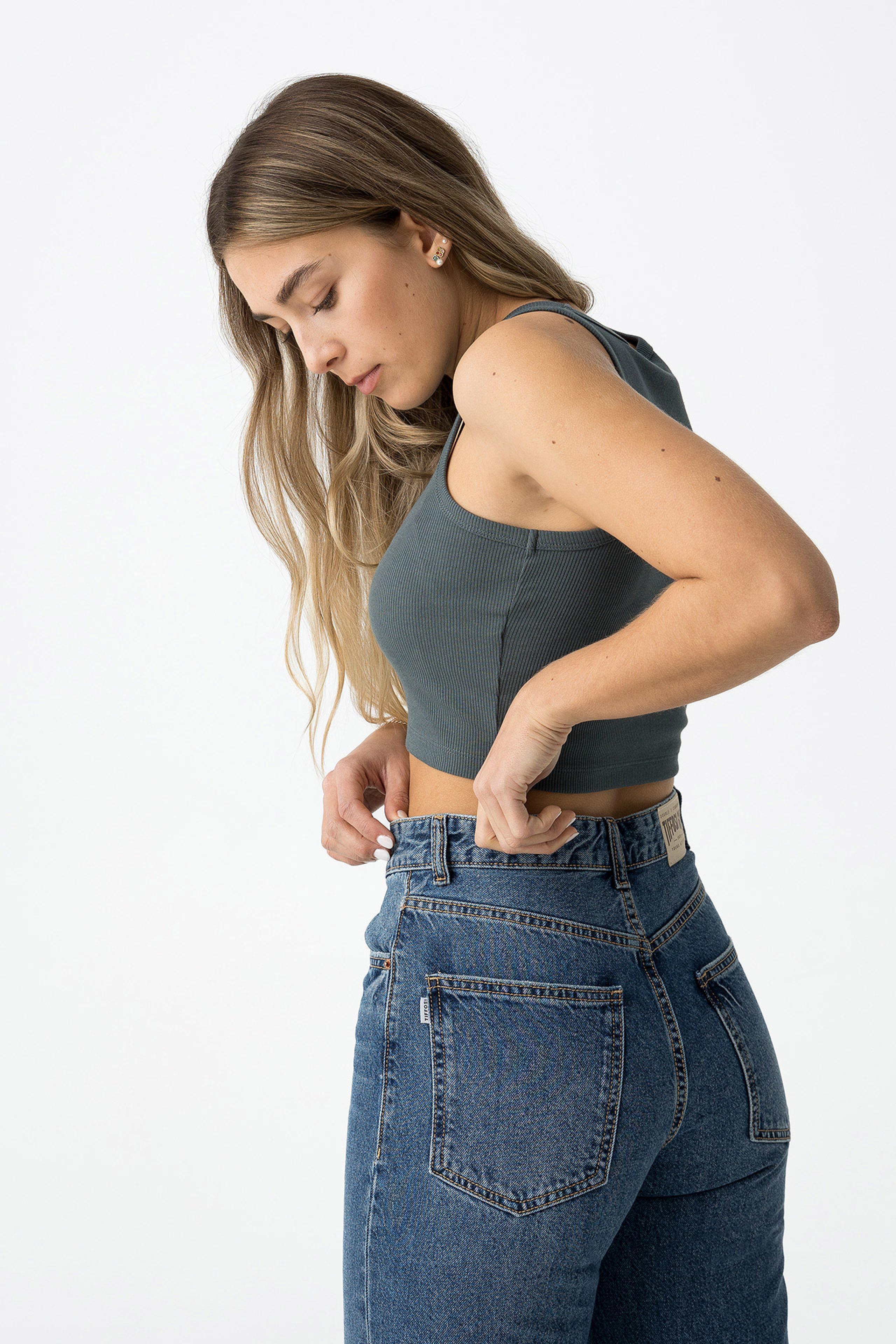 Top crop a coste con ricamo Tiffosi ragazza