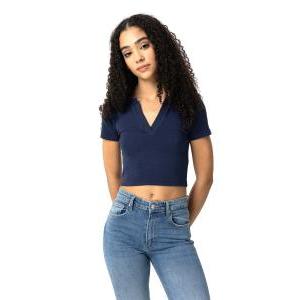 Polo a costine da ragazza  blu