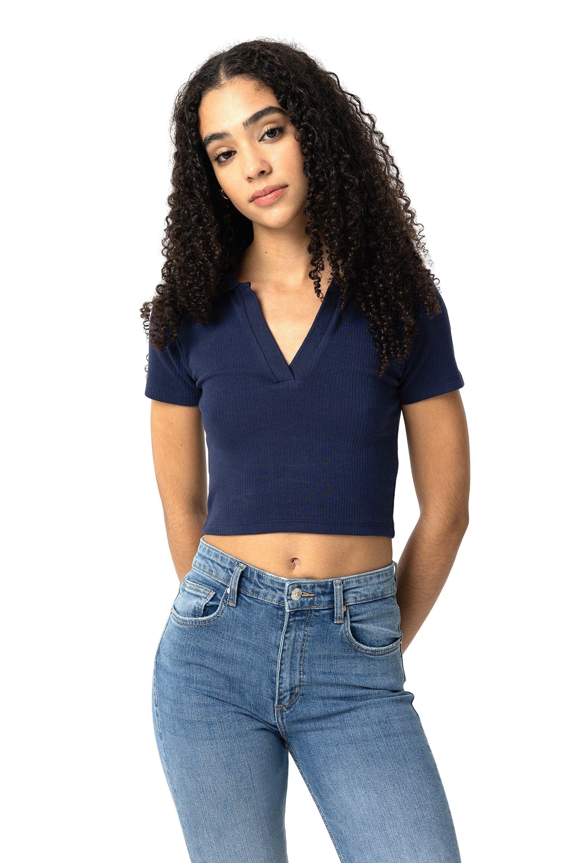 Polo a costine da ragazza Tiffosi blu