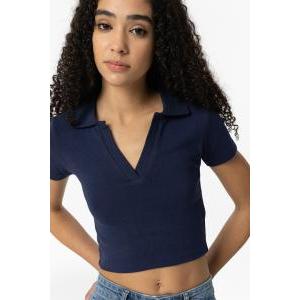 Polo a costine da ragazza  blu